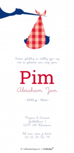Geboortekaartje Pim - GB