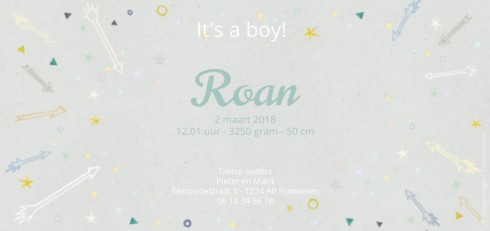Geboortekaartje Roan - EB achter
