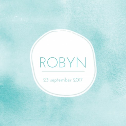 Geboortekaartje Robyn waterverf - LD