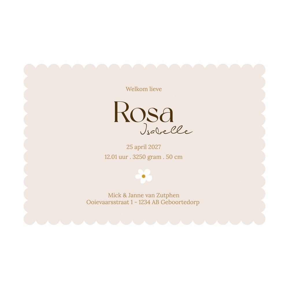 Geboortekaartje meisje klassiek met bloemen in lieve en vrolijke vorm - Rosa
