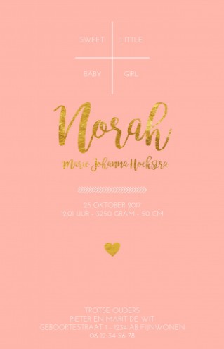 Geboortekaartje ruitjes - Norah