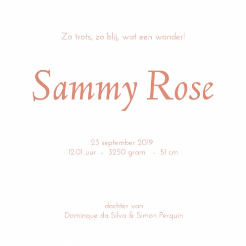 Geboortekaartje - Sammy Rose - DIY binnen