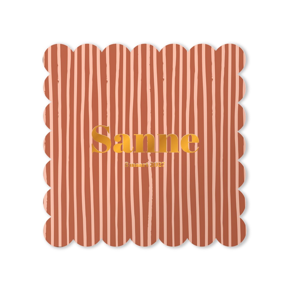 Geboortekaartjes leuke vorm met strepen - Sanne