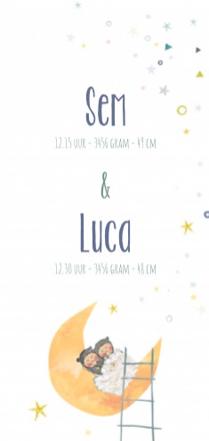 Geboortekaartje Sem en Luca - EB