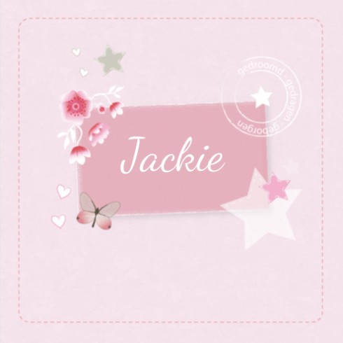 Geboortekaartje bloemen en vlinders - Jackie