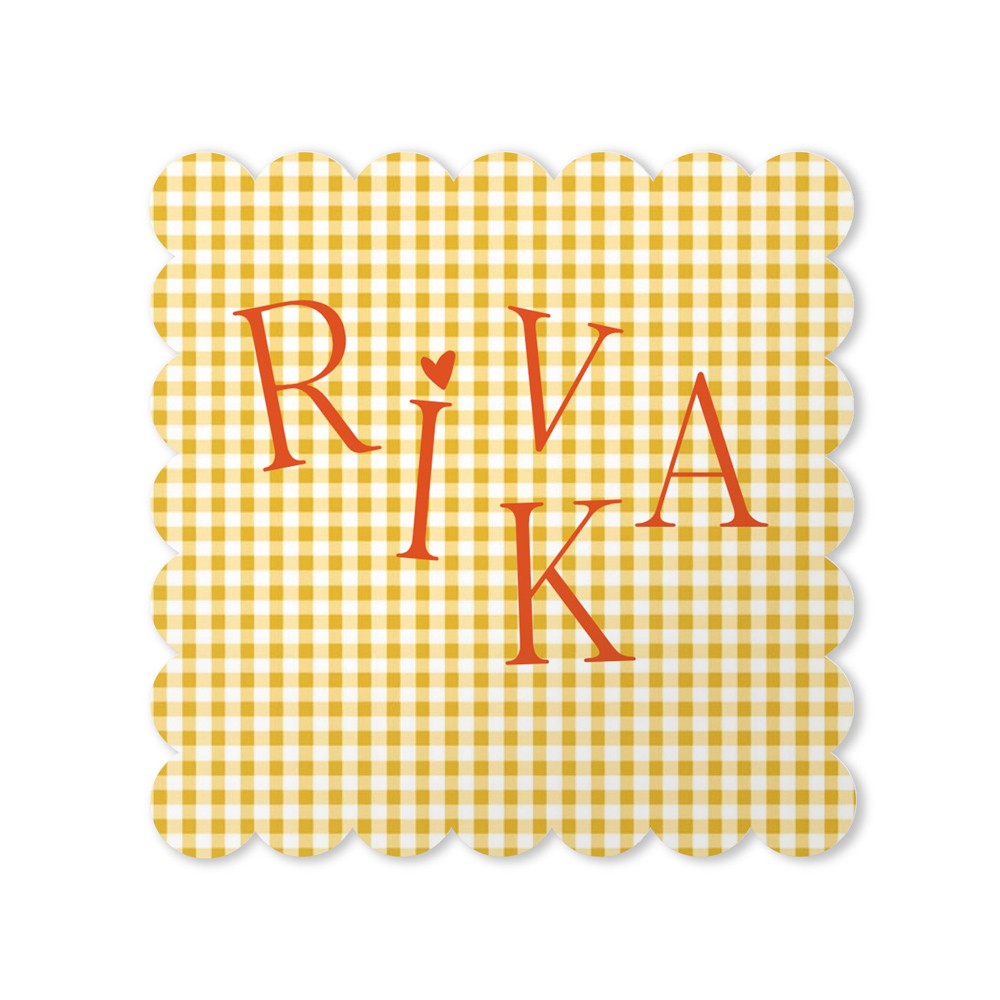 Geboortekaartjes scallop randje ruitje klassiek rivka