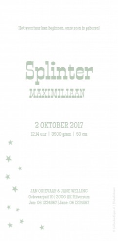 Geboortekaartje Splinter - EB