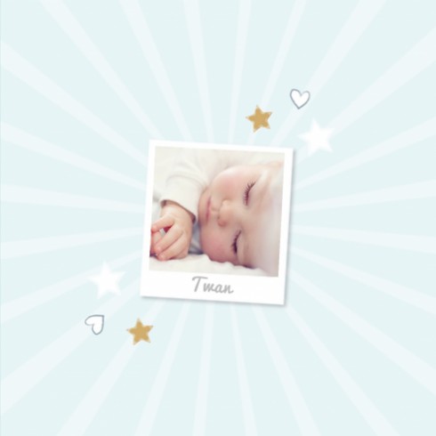 Geboortekaartje stoer met foto - Twan