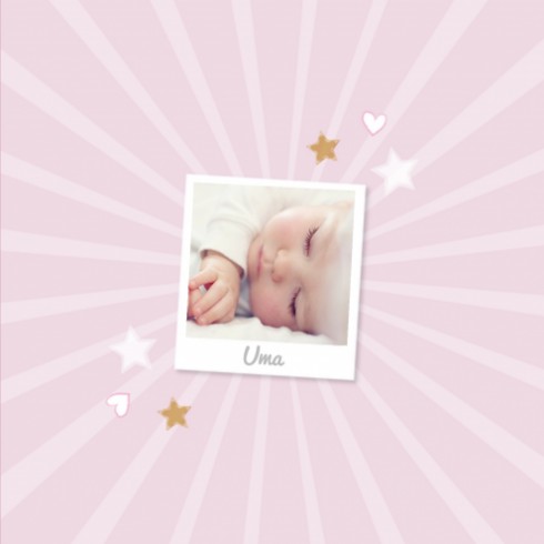Geboortekaartje stoer met foto - Uma