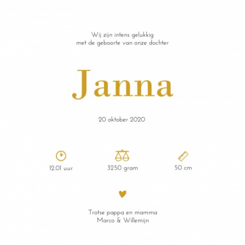 Geboortekaartje strikje folie - Janna