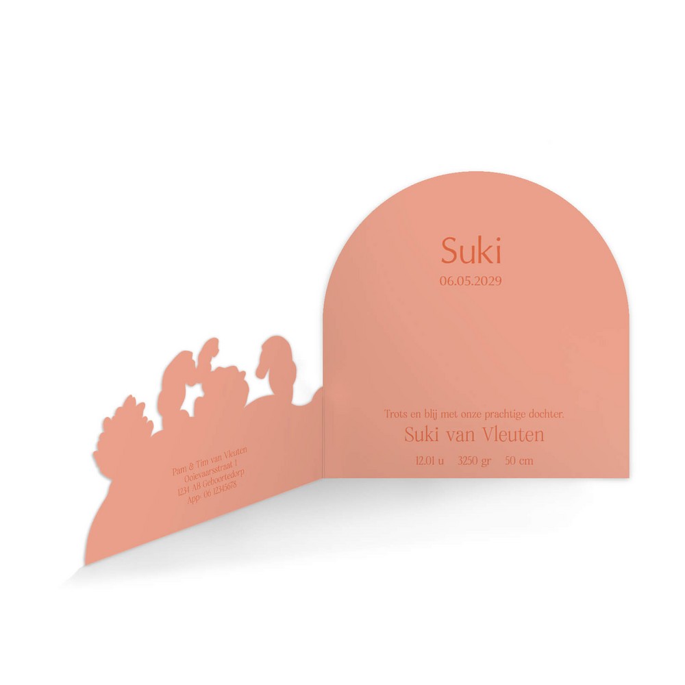 Geboortekaartje unisex met zeepaardjes onderwater in unieke 3D vorm - Suki