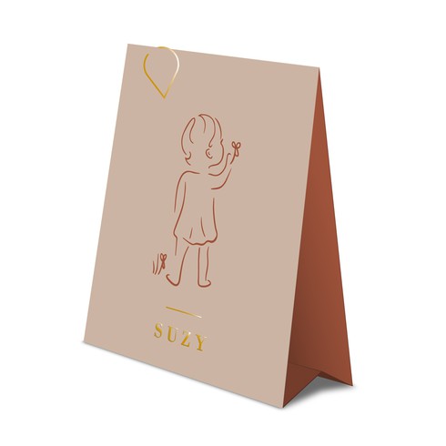 Meisjeskaartje tentkaart meisje met bloem - Suzy