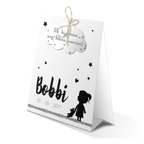 Tentkaartje geboortekaartje met silhouetje - Bobbi