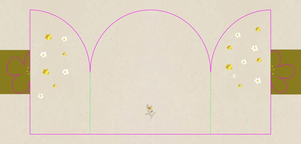 Geboortekaartje theatervouw in een boog vorm met een Bloem 12x12