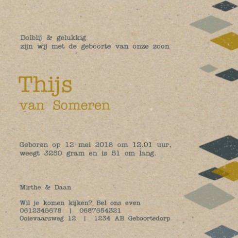 Geboortekaartje Thijs - Dits en Dots