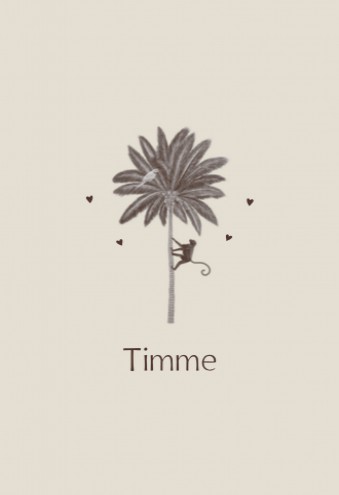 Geboortekaartje met palmboom en aapje - Timme