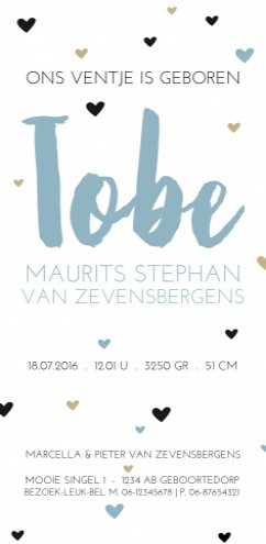 Geboortekaartje Tobe - DIY letterpress opmaak