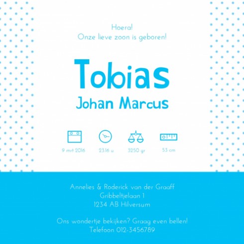 Geboortekaartje Tobias - Gb binnen