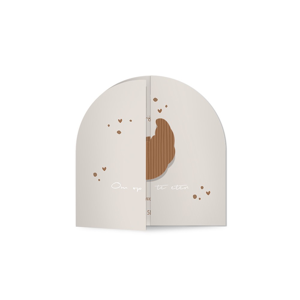 Meisjes geboortekaartje met unieke croissant vorm met vrolijk design - Rhode