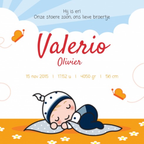 Geboortekaartje Valerio - Gb binnen