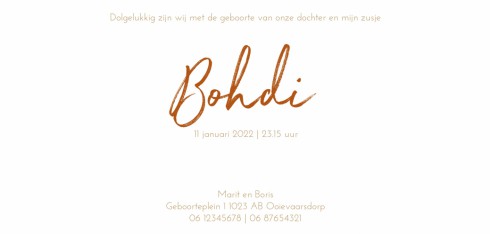 Geboortekaartje velvet fluweel Bohdi