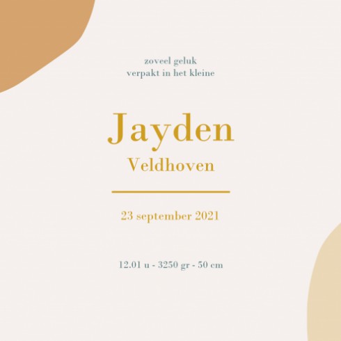 Geboortekaartje vlekjes abstract Jayden