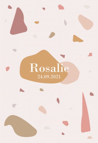 Geboortekaartje vlekjes patroon roze Rosalie voor