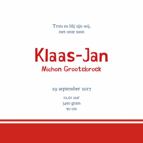Geboortekaartje Klaas-Jan - JH