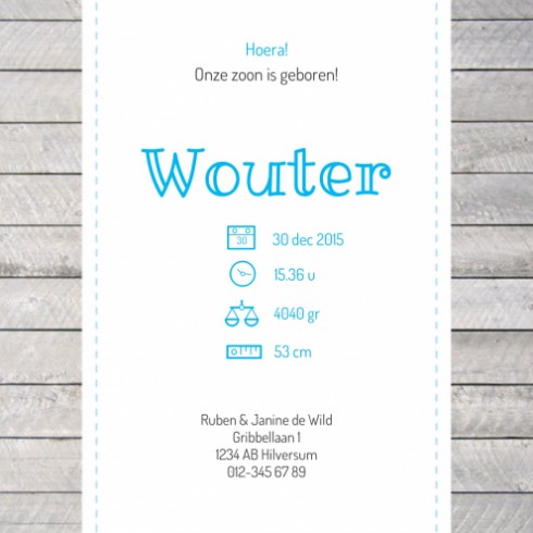 Geboortekaartje Wouter - Gb