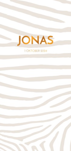 Geboortekaartje met zebraprint in beige tinten - Jonas