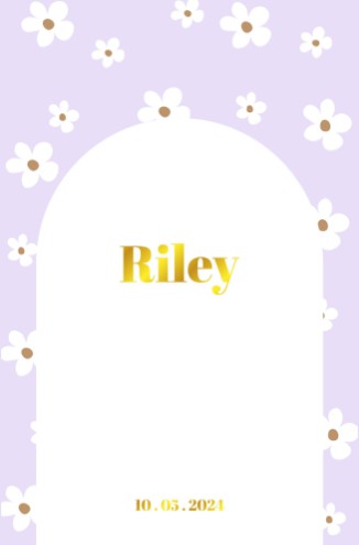 Hip geboortekaartje met bloemenprint en lila - Riley