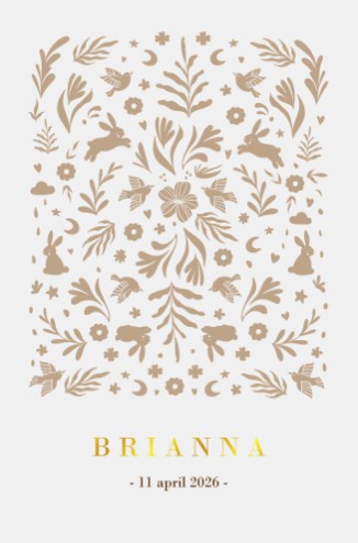 Hip geboortekaartje met dieren en bloemen - Brianna