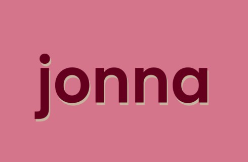 Hip geboortekaartje voor een meisje met typografische letters in vrolijke kleuren - Jonna