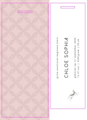Hip hangtag geboortekaartje roze - Mies&Co - Chloe Sophia