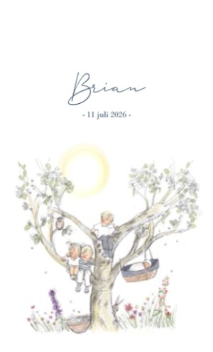 Geboortekaartje illustratie voor jongen met broers en - Brian