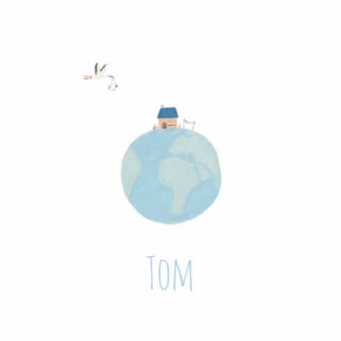 Geboortekaartje Jongen Wereldbol Blauw Tom voor