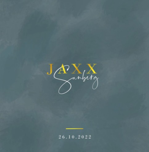 Geboortekaartje zoon met typografische letters en velvet look - Jaxx