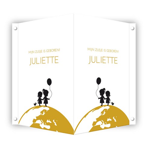 Geboortebord wereldbol - Juliette
