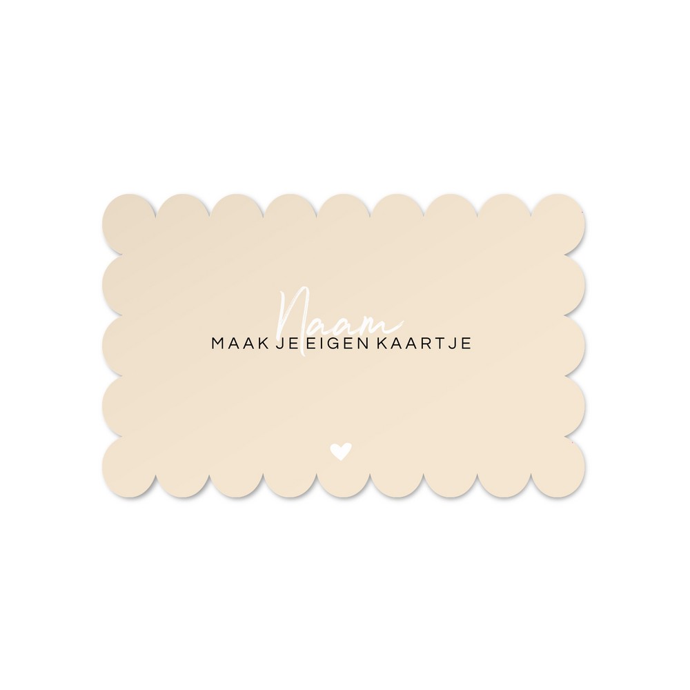 Liggend geboortekaartje om zelf te maken met vrolijke golfrand 17,5x11 cm