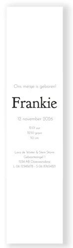 kalkwikkel geboortekaartje-Frankie-vrolijk-neutraal-unisex