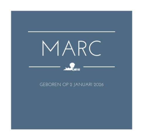 Klassiek geboortekaartje letterpress  - Marc voor