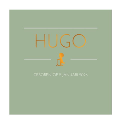 Geboortekaartje klassiek foliedruk letterpress - Hugo