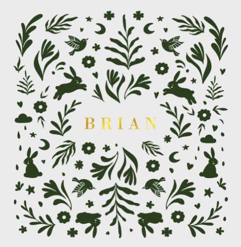Kleurrijk geboortekaartje met dieren en bloemen - Brian