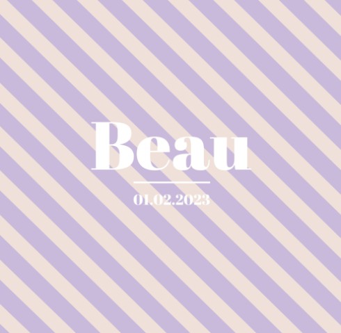 Kleurrijk geboortekaartje met lila strepen - Beau