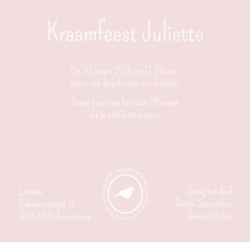 Kraamkaartje - Juliette - SC voor