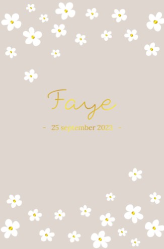 Lief enkel geboortekaartje met bloemen - Faye