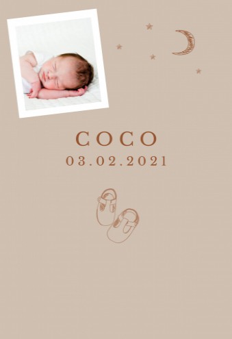 Lief en minimalistisch geboortekaartje met schoentjes - Coco