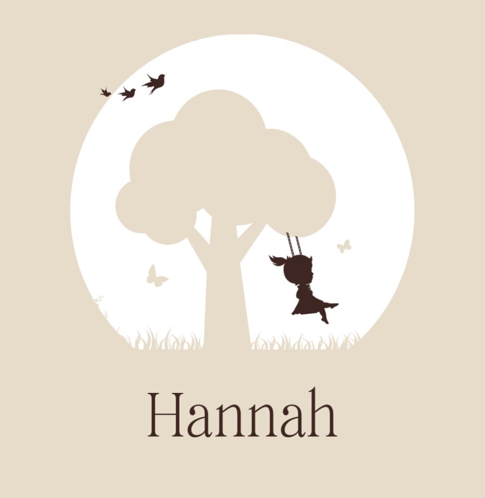 Geboortekaartje meisje op schommel met lieve illustraties en beige tinten - Hannah