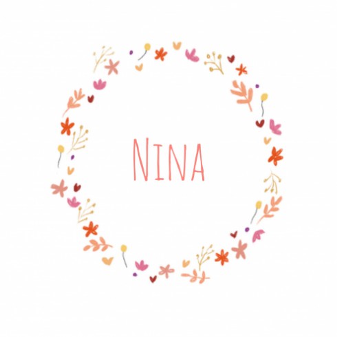 Geboortekaartje Meisje Bloemenkrans Nina voor