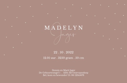 Meisjeskaartje kleine stippen - Madelyn achter